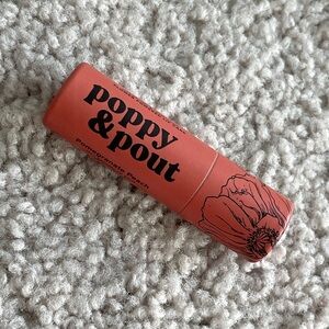 Poppy & Pout Pomegranate Peach 100% Natural Lip Balm NEW Cruelty-Free Flower